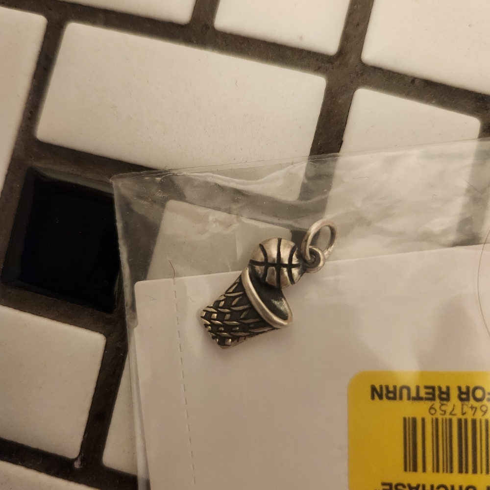 James Avery basketball and hoop charm